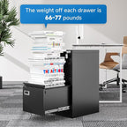 BYNSOE 2 Drawer File Cabinet with Lock Metal Vertical Filing Storage Cabinet Office Home Steel Vertical File Cabinets for A4 Legal/Letter Size Narrow File Cabinet Locked,Assembly Required