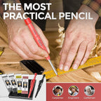 Nicpro 2 Pack Carpenter Pencils with Sharpener, CP3000 Mechanical Carpenter Pencils with 38 Refills, Heavy Duty Construction Pencil, Woodworking Tools for Architect Marking (Black, Red) - With Case