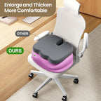 Benazcap Large Seat Cushion for Office Chair Memory Foam Coccyx Pain Relief Cushion Pillow for Back Support Non-Slip Seat Pad for Office Desk, Car Seat, Wheelchair, Sciatica-Pink