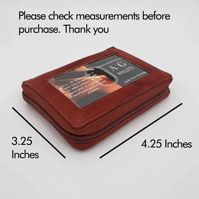 ag wallets Mens Zip Around Leather Wallet with Inserts (Burgundy)