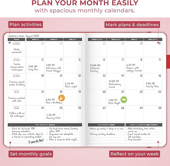 Clever Fox Planner Large – Undated Weekly & Monthly Planner for Productivity, Time Management & Goals – Organizer Journal – 7x10” (Red)