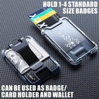 LIUGX Carbon Fiber Badge Holder, ID Card Holder with Metal Clip - Heavy Duty Portable Wallet (Holds 1to 4 Cards),for Office Police Worker Outdoor, Dark Blue