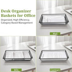 AZFUNN Office Metal Mesh Basket for Desk, Single Paper Tray Organizer, Turn in Trays Classroom, Flat Mail Letter Storage Basket for Office Home Drawers School, Black (1 Pack)