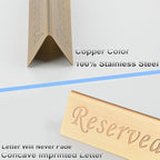 Reserved Sign - Brushed Stainless Steel Free Standing Table Top Compliance Sign - Double Sided - 4.7 By 1.6 Inch - Set of 2 - Copper