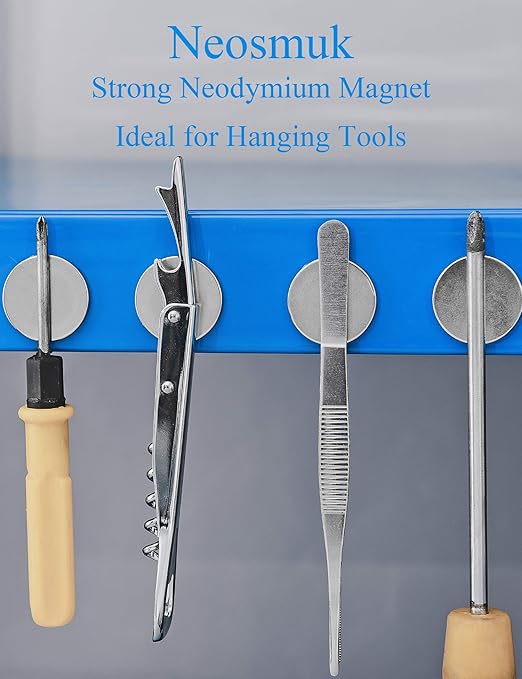 Neosmuk Rare Earth Magnets, Super Strong Magnet Heavy Duty for Craft, Neodymium Magnets with Adhesive Backing for Board, Thin Powerful Large and Industrial Magnets Stick for Cabinet, Refrigerator