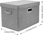 TYEERS Large Storage Bins with Lids, Collapsible, Washable, Fabric Storage Boxes for Organizing, 17.3x11.8x11.4 inches, 3 Pack, Gray