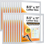 VAIIGO 20Packs Magnetic Sign Holder 8.5x11 for Fridge & Metal Surfaces - Magnetic Frames with File/Paper/Document Holder - Photos/Pictures/Posters Frame for Commercial Offices/Stores (Silver)