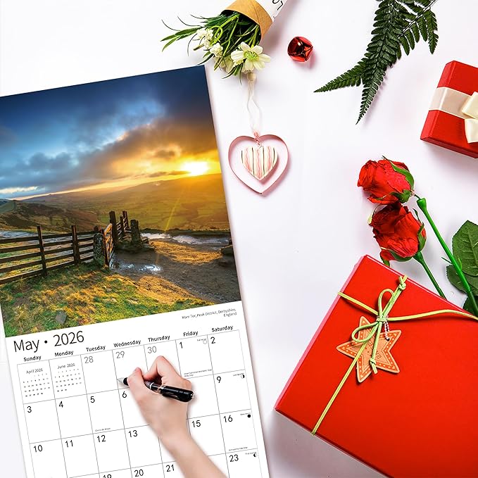 2026 Wall Calendar,Calendar 2026, November 2025 - December 2026, Wall Calendar Sunset, 12" x 24" Opened,Full Page Months Thick & Sturdy Paper for Calendar Organizing & Planning