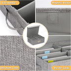 Erogeen Decorative Photo Storage Box with lid 4x6, 8 Inner Photo Organizer with Dividers, Memory Storage Box for Pictures, Stamps, Keepsakes (Gray)