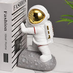 Kakizzy Space Decor Bookends, Resin Astronaut Bookshelf Ends for Kids Rooms Gold Book Ends for Heavy Books Fun Heavy Duty Book End Holder Astronaut Figurine Statue for Office Home Room(D-Gold)