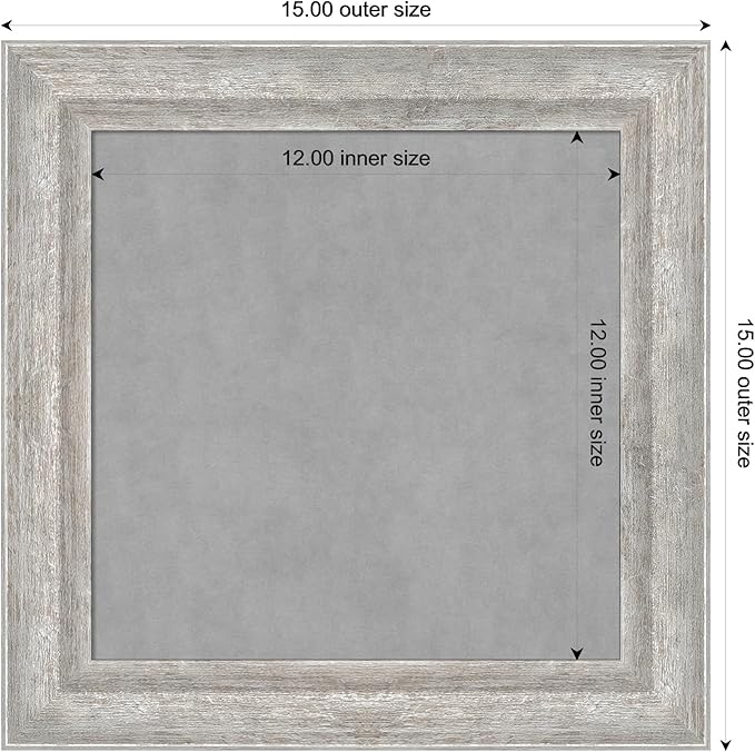 Amanti Art Silver Framed Magnetic Board 15x15 X-Small Vision Board for use with Magnets, 100% Metal Sheet to Display Items as Office Decor or for Home Organization in mudroom, Kitchen or Kids Room
