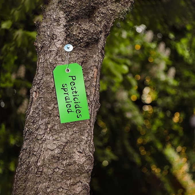 100 Green Tags with Wires - Waterproof, Writable, Neon - 4 3/4" x 2 3/8" Heavy Duty Shipping Tags for Luggage, Parts, Machines