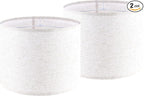 Oatmeal linen Textured Lamp Shades Set of 2 Medium Drum Lampshade 14``Top x 14``Bottom x 11``High(Spider) Farmhouse Lampshade for Table Lamp & Bedside Lamp - Replacement Lampshade