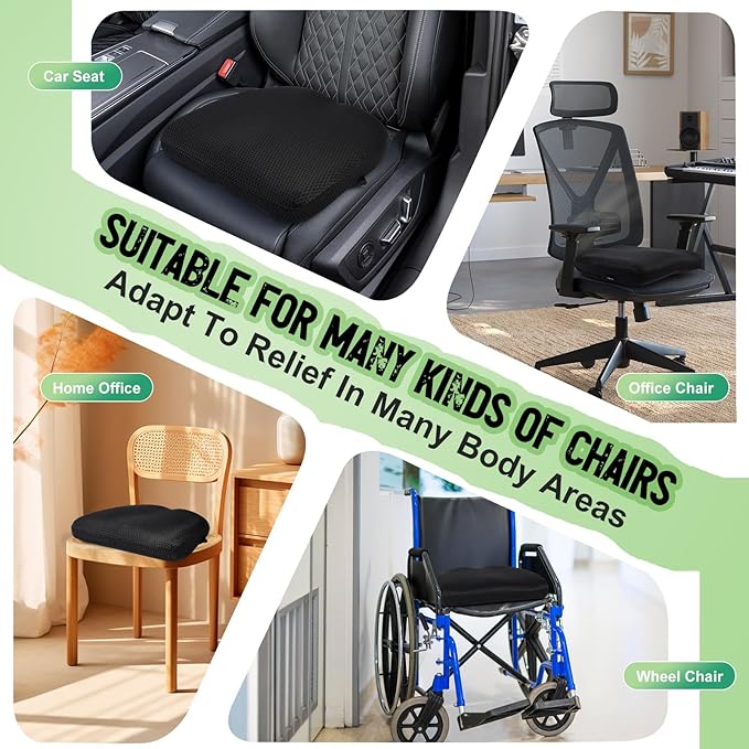 Aurssa Air Fiber Office Chair Cushion - Ergonomic Seat Cushion for Orthopedic Coccyx, Relief Hip & Back Support - Doctor Recommended Cushion for Long Sitting Worker Driver & Handicapped (Dark Gray)