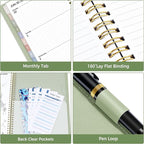 SUNEE 2026 Weekly & Monthly Planner 6.4"x8.5"- 12 Month (January 2026 - December 2026), Vegan Leather Cover, Pocket, Bookmark, Notes, Monthly Tab, Sage Green