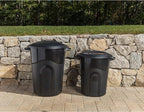 United Solution 20 Gallon Round Waste Container, Black, Easy to Carry Garbage Can with Sturdy Construction, Pass-Through Handles & Attachable Click Lock Lid, Indoor or Outdoor Use, 2-Pack, (TI0087)