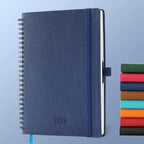 IN-LUXPRO Planner 2026 Daily Weekly and Monthly,8.5"x6.5",12 Months Spiral Bound Calendar Agenda with Self-adhesive Pen Holder,2026 Appointment Book with Vegan Leather Soft Cover,Blue