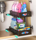 Beleeb Under Sink Organizer, 1-Pack of 2-Tier Metal Slide Out Pull Out Cabinet Organizer Shelf, Height Adjustable Organization and Storage Series, Bathroom/Desktop/Cabinet/Kitchen organization, Black
