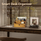 Rebee Vision Pine Wood Mail Organizer for Desk - Rustic Chic with Drawer & Dividers - 4-Slot File Holder & Small Items - Storage Organizer for Charming Home Decor(Yellow)
