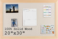 Bulletin Board Cork Board with Linen, 100% Wood Framed 30" x 20" Bulletin Board Decorations, Pin Boards for Walls, Wall Mounted Fabric Picture Board with 10 Pushpins for School, Home & Office, Natural