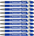 HEYZARDA Personalized Pens with Name Text Logo Custom Ballpoint Pen for Business Office Events with Stylus for Touchscreen 10 Pcs Blue