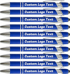 HEYZARDA Personalized Pens with Name Text Logo Custom Ballpoint Pen for Business Office Events with Stylus for Touchscreen 10 Pcs Blue