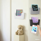 YOHOM No Drilling File Holder Wall Mails Magazines Organizer Adhesive Door Mount, Single Pocket, (White 1) (GREY, 3 PCS)