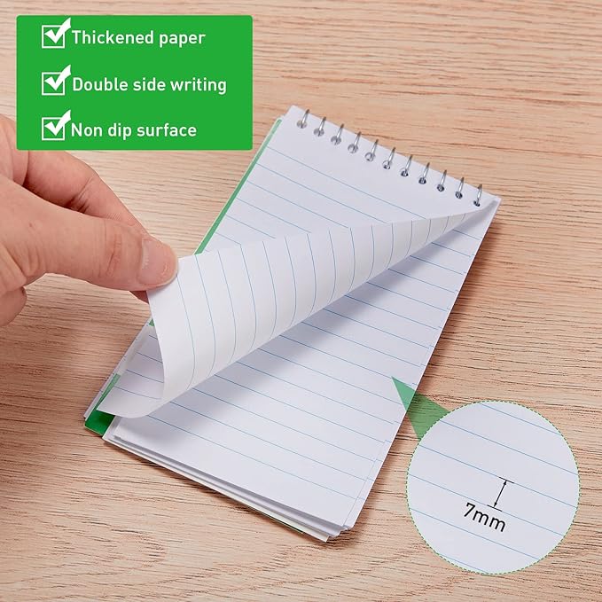 Thenshop 50 Pads Spiral Memo Pads Bulk 3 x 5 Inch Small Pocket Notepad Top Bound Lined 60 Sheets Mini Notebooks for School College Office Home Supplies (Classic Colors)