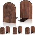 Book Ends,4 Pair Large Bookends Wood Book Ends Universal Economy Bookend (4, Large)
