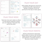 Wyze Planner Undated Daily Planner – 1-Year B5 Productivity Organizer with Two-Page Weekly Spread, Goal Setting, Habit Tracker, Weekly & Monthly Pages – Hardcover Time Management Notebook (Pink)