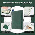 IN-LUXPRO Planner 2026 Daily Weekly and Monthly,11.5"x8.5",12 Months Spiral Bound Calendar Agenda with Self-adhesive Pen Holder,2026 Appointment Book with Vegan Leather Soft Cover,Green