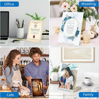 DESONAUT 8Pack Slanted Back Acrylic Sign Holder 4 x 6Inches，Clear Plastic Sign Holder Paper Photo Display，Menu Table Top Desktop Stand，Clear Picture Frame，Flyer Holder(Vertical)