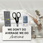 XPH Inspirational Pen Pencil Holder Organizer for Desk, Inspirational Gifts for Women, We Don't Do Average We Do Awesome Motivational Wooden Box Sign for Home Office Desk Tabletop Decorations