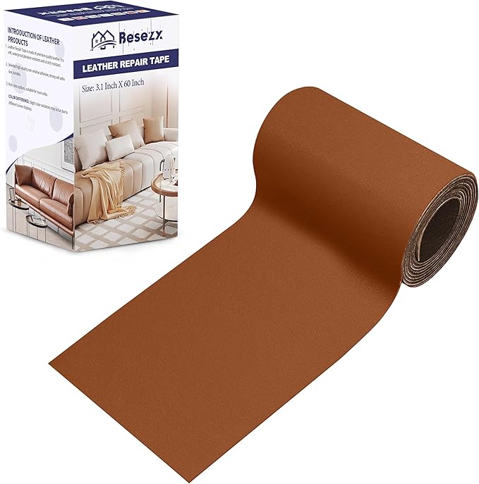 Besezx Leather Repair Patch Tape Kit, Self Adhesive Leather Repair for Furniture, Couch, Sofa, Car Seats,Office Chair,Vinyl Repair Kit.3.1inx60in