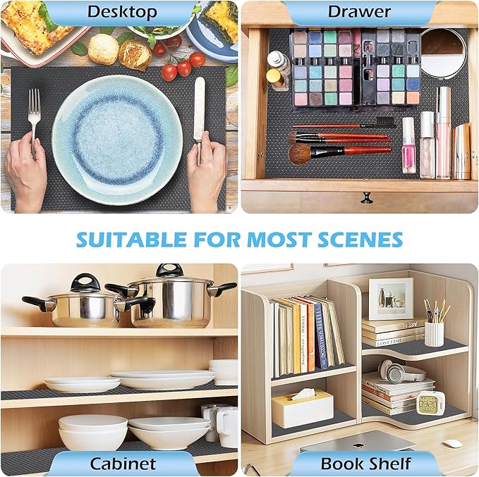 MooiFun Drawer Liners, Waterproof Shelf Liner, Anti-Slip Non-Adhesive BPA Free Kitchen Cupboard Cabinet Liner Refridge Fridge Mats Sink Protector Strong Durable for Home (Grey/11.8in x 20Ft)