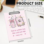 APIILVPQ Pink Clipboard, Bible Verse Clipboards with Low Profile Clip for Office School Use, Christian Wooden Clip Boards for Nurses Teachers Students - B04