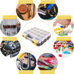 Hardware Organizer Box 34 Compartments Small Parts Organizer with Removable Dividers Durable Plastic Double Side Tools Box Screw Organizer For Nuts, Bolts, Screws, Nails, Small Hardware (Yellow)
