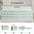 Graciadeco Large 17" 36 Quart Collapsible Stackable Storage Bins with Lids, 3 Packs Light Green Linen Fabric Closet Boxes with Lids, Storage Cube Baskets Container Organizers for Office (17x12x11)