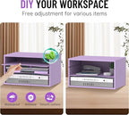 SHARKWOODS Wood Desk Organizer, 3 Tier Paper Tray Organizer for Desk with Adjustable Storage Shelves, Desktop File Organization Paper Sorter Mail Holder for Office Home Classroom, Purple