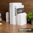 Faticdorr Luxury Marble Bookends for Shelves, 13LB Heavy Duty Marble Book Ends for Heavy Books, Stone Bookends Decorative, Polished, Calacatta Gold Arch, Set of 2