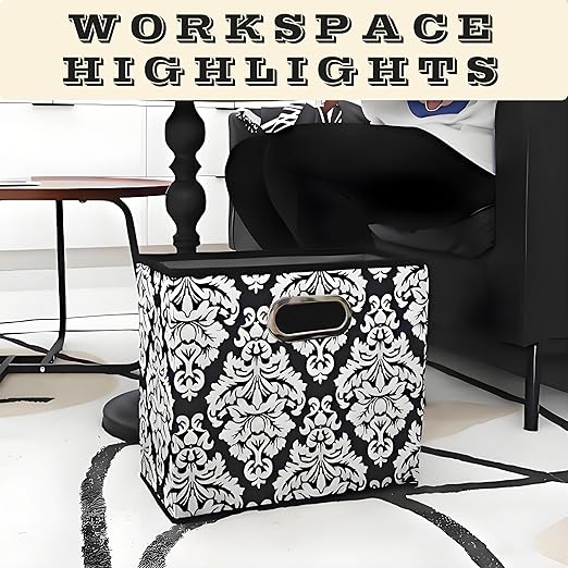 Fozxsvg Black 4.5 Gallon Fabric Trash Can, Waterproof Cute Waste Basket, Decorative Trash Bin for Bedroom, Office, Living Room, Kitchen