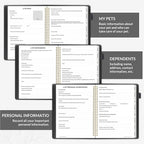 SUNEE End of Life Planner - I‘m Dead Now What Planner, Large Print Spiral-Bound Estate Organizer with Tabs for Seniors & Family. Covers Final Wishes, Passwords & Funeral Planning.A4（9"x11.2"),Black