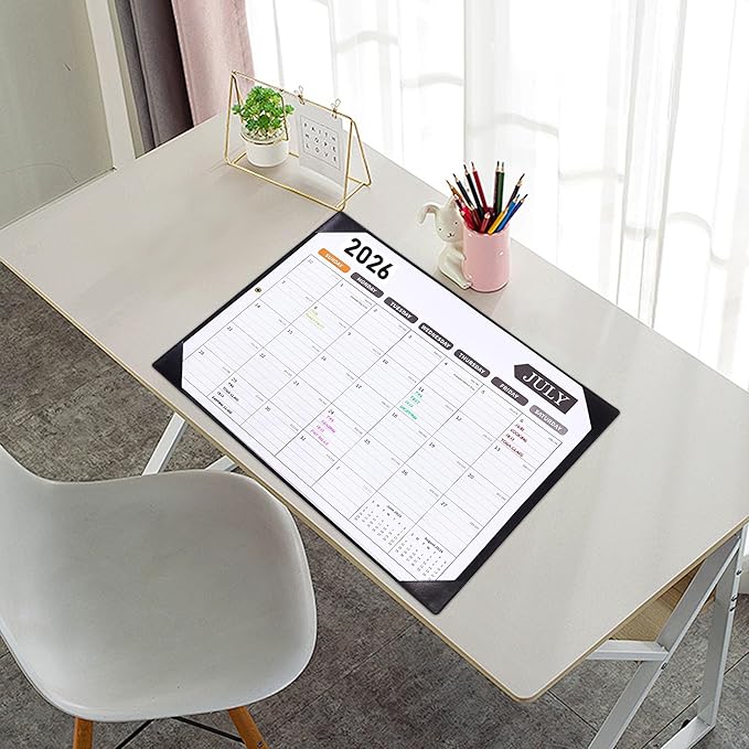Large Desk Calendar 2026, Calendar with Desk Protecting Pad, 2026 Desk Calendar Large 22x17, Runs From January 2026 to June 2027, 18 Months, Big Desktop Calendar for Family Classroom and Office