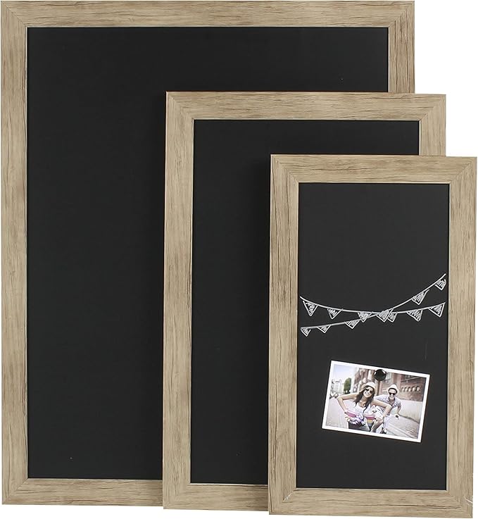 DesignOvation Beatrice Framed Magnetic Chalkboard, 13x23, Rustic Brown