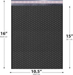Black 10.5x16 Inch Large Poly Bubble Mailers #5 | Padded Envelopes with Self Seal | Air Lined Cushioned Bubble Mailer | Usable Size 10.5x15 | 100 Pack Bulk | Lightweight shipping Bags