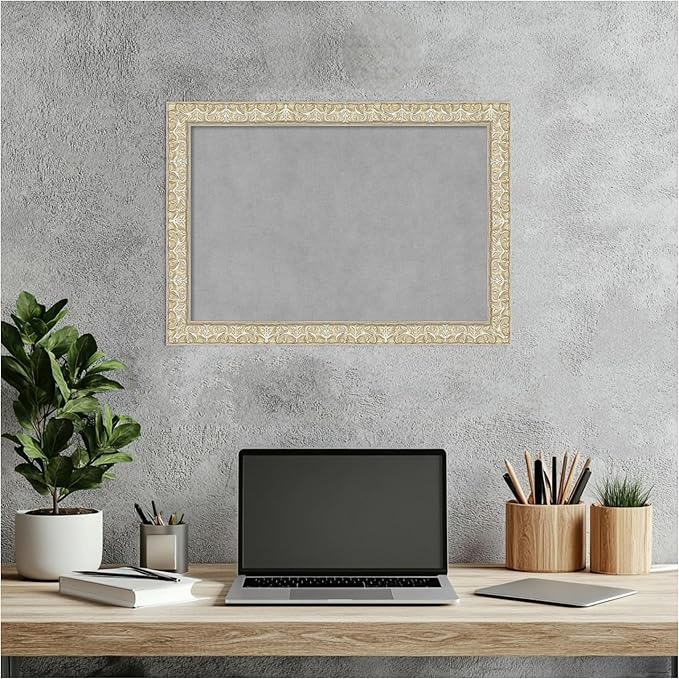 Amanti Art Silver Framed Magnetic Board 14x20 Small Vision Board for use with Magnets, 100% Metal Sheet to Display Items as Office Decor or for Home Organization in mudroom, Kitchen or Kids Room