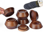 FASONLA Bed Risers, Furniture Risers (Set of 8-Height 1") Can be Adjusted to 2'' 3''or 4'', Lifts Furniture Risers, Solid Natural Wood Risers, Non-Slip Recessed Hole (Walnut Color)