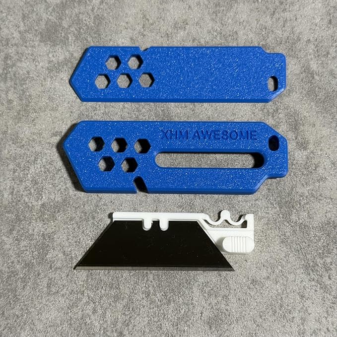 XHM Awesome Small Box Cutter Retractable Blade Ultility Knife, For Artwork, Cardboard Cutting, Package/Letter Opening, Home, Office & EDC Use, Pack of 3 (BLUE)