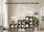 6 Cube Storage Organizer, 2x3 Cube Bookshelf, Cubby Storage Shelf, Wooden Organizer Shelf with Thickened Boards, for Closet Bedroom Home Office Living Room, 36.93" L x 9.37" W x 25.12" H, Brown