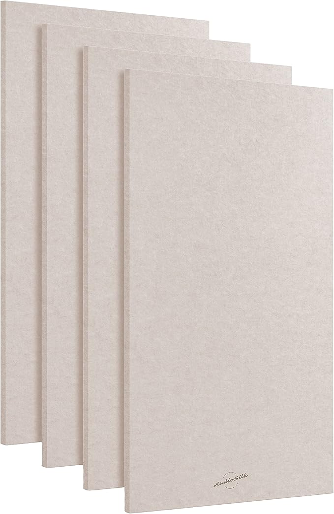 AudioSilk Acoustic Panels, 4 Pack ROOM KIT, Large, 46" x 23", Natural